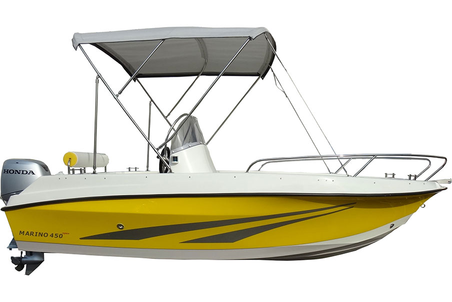 Marino 450 open in Rapsgelb mit Bimini Top und 50 PS Honda